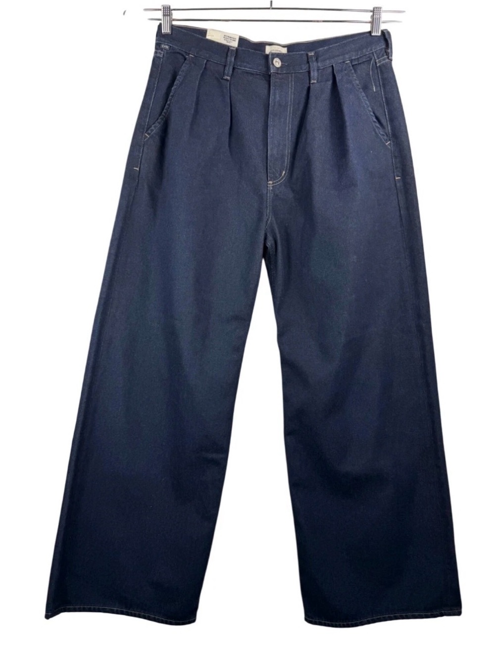 Citizens Of Humanity Maritzy Pleated Wide-Leg Jeans in Dark Blue